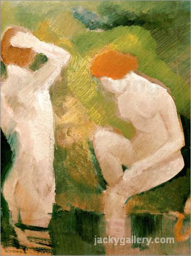 Bathers at the green slope, August Macke painting